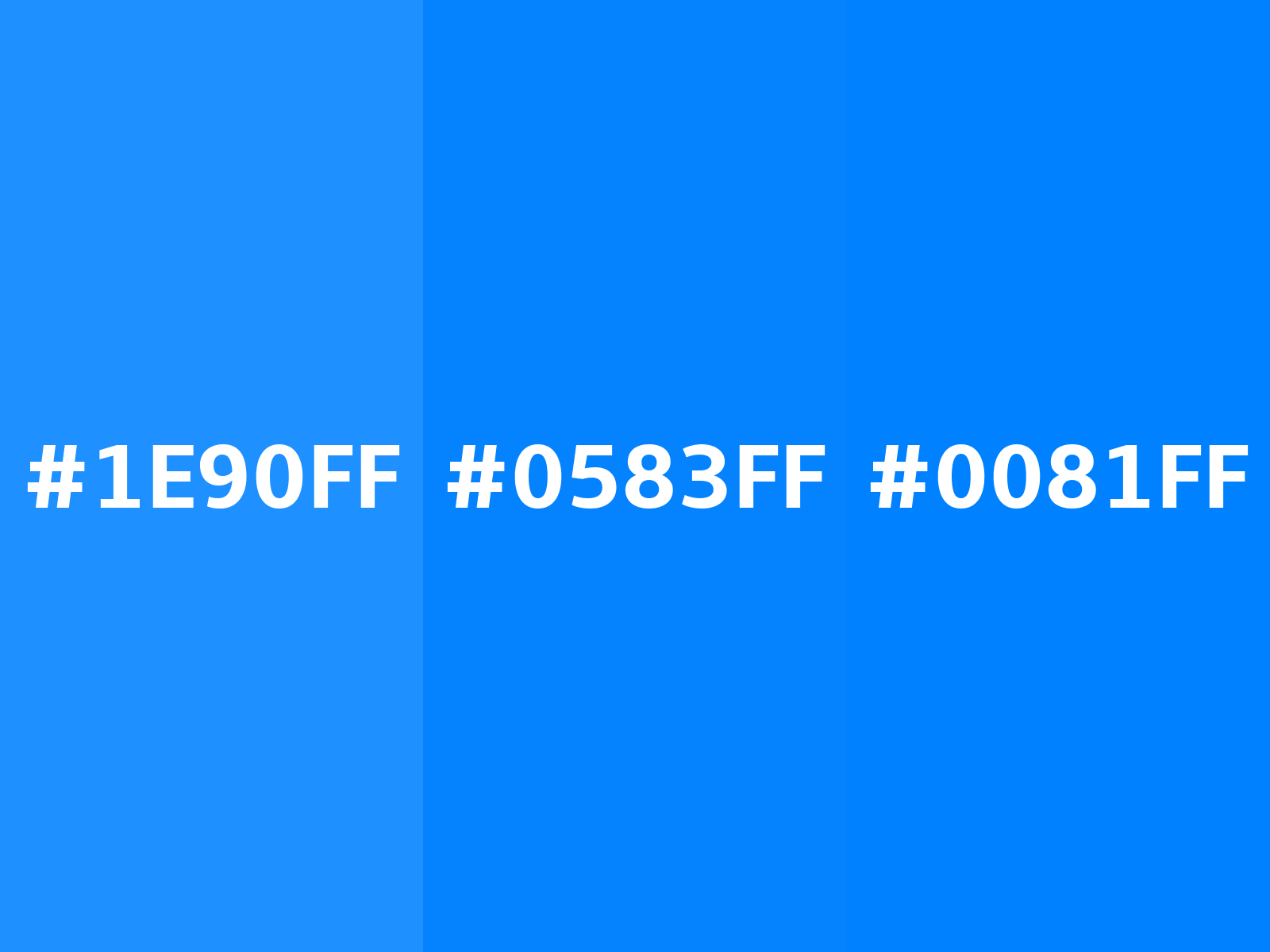 HEX color #1267FF, Color name: Dodger Blue, RGB(18,103,255), Windows:  16738066. - HTML CSS Color