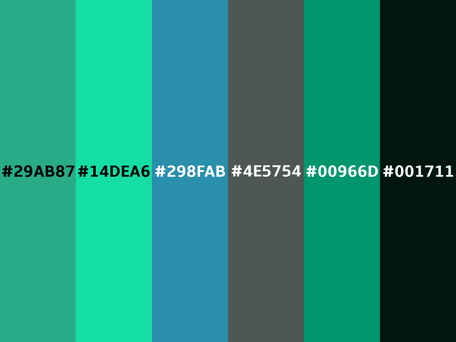 Crayola jungle green - #29ab87 color code hexadecimal 